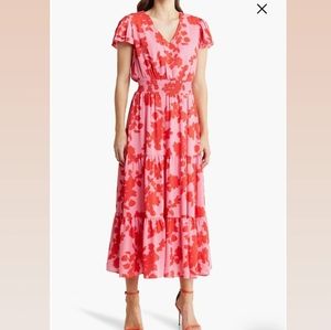 Preloved Nanette Lepore Floral Red/pink Dress